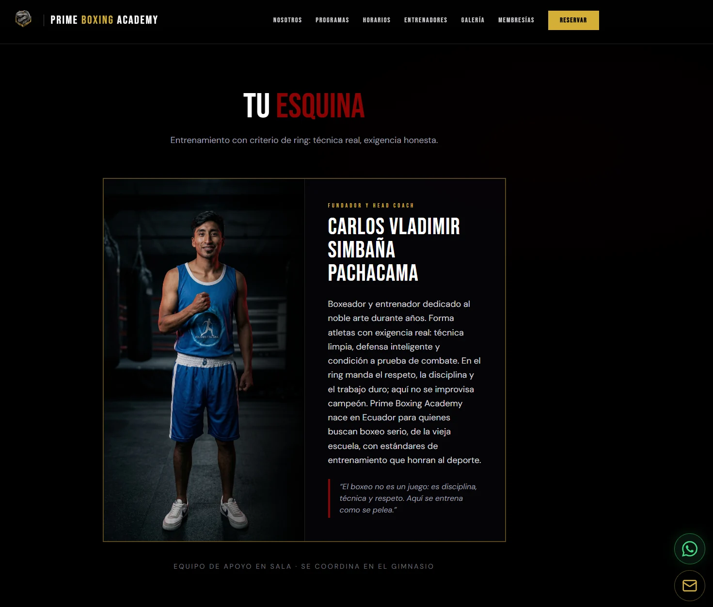 Presentación del entrenador de Prime Boxing Academy