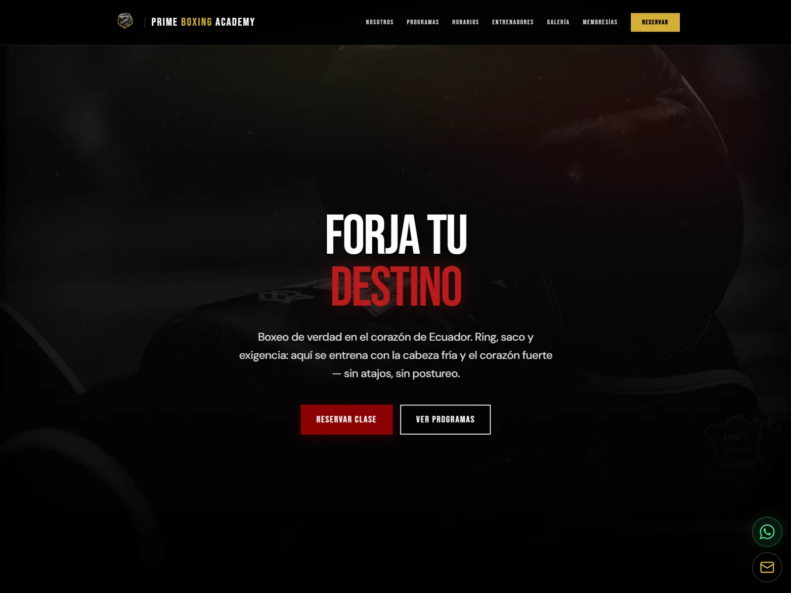 Página de inicio de Prime Boxing Academy