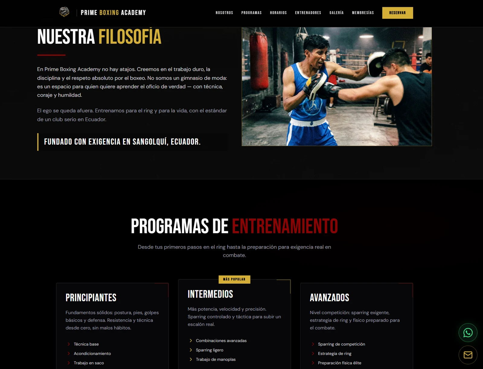 Filosofía y programas de entrenamiento de Prime Boxing Academy