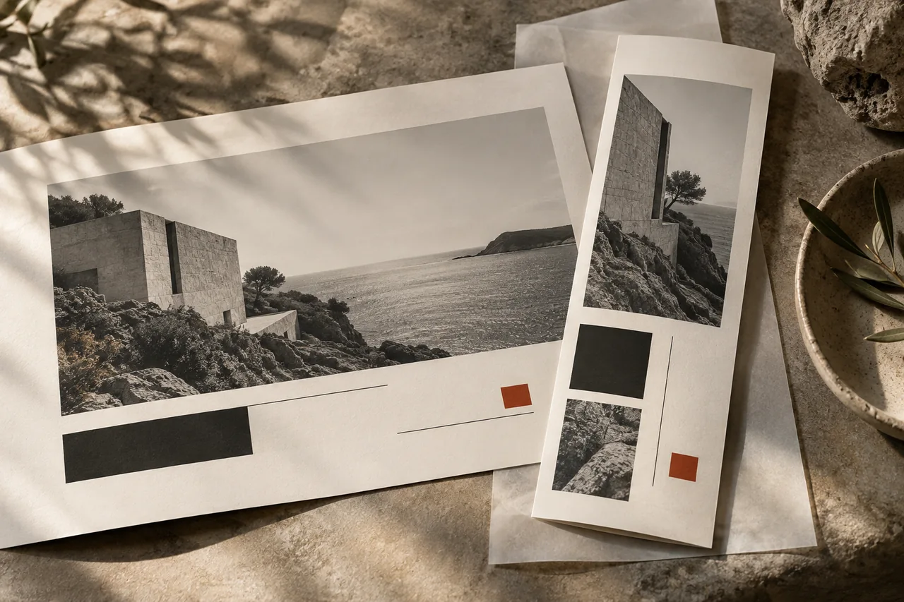 Editorial desktop and mobile composition sharing the same visual direction