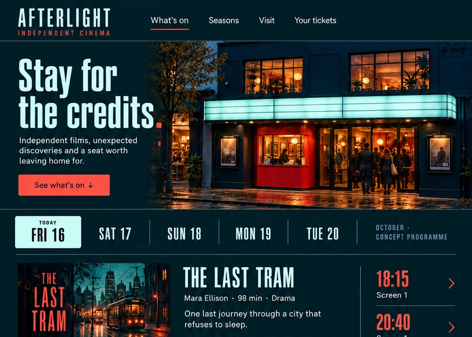 Afterlight Cinema — Cine independiente · Programación · Selección de sesión