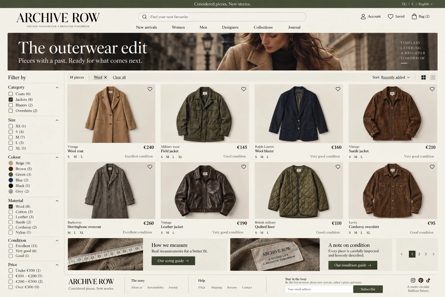 Archive Row — Discover and filter: a catalogue with the information to choose.