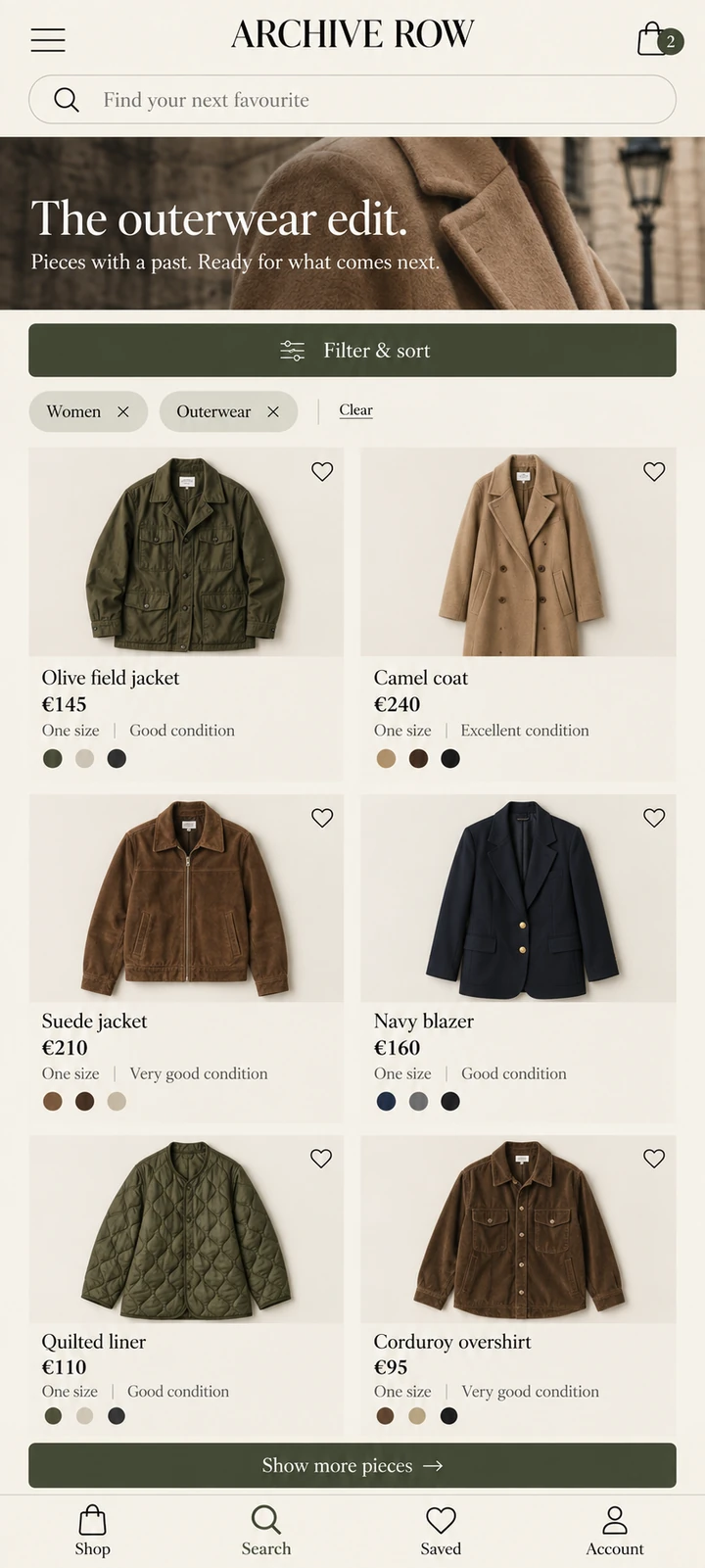 Archive Row — Mobile catalogue and filters