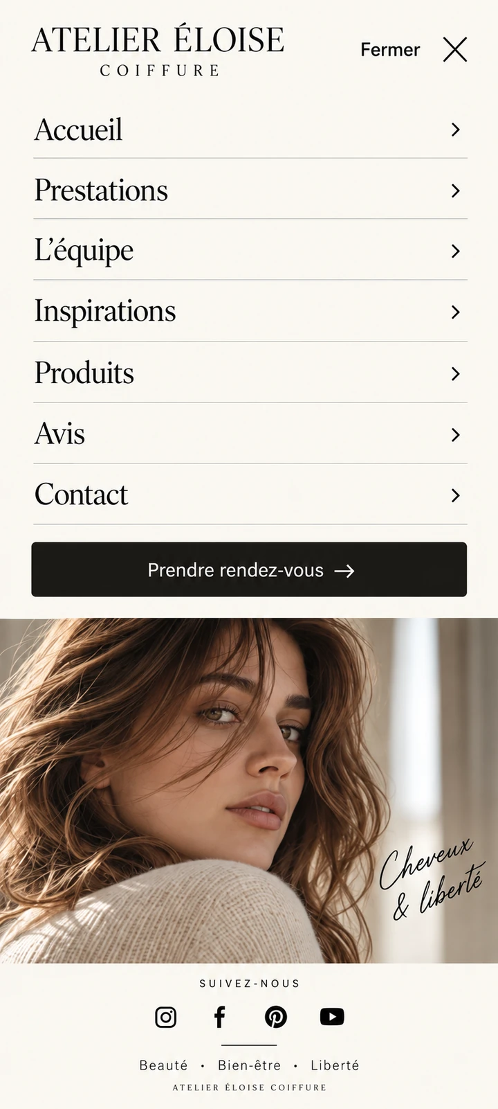 Atelier Éloise Coiffure — Navegación móvil