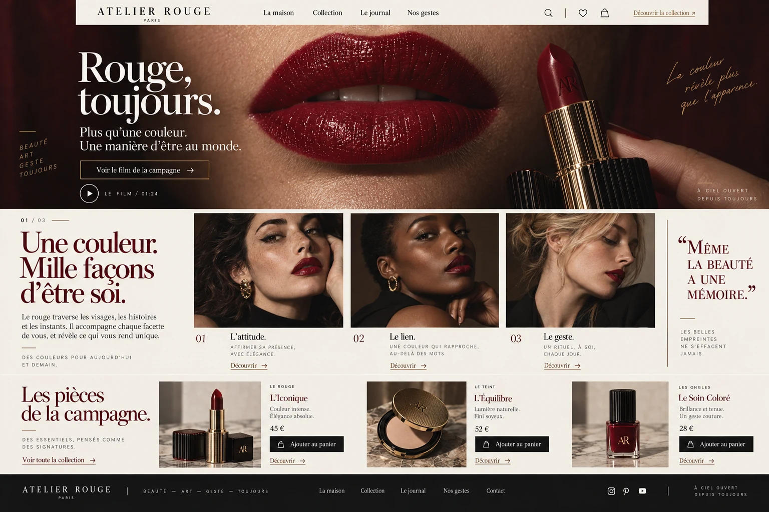 Atelier Rouge — Campaña: una dirección cinematográfica expresada con imágenes fijas.
