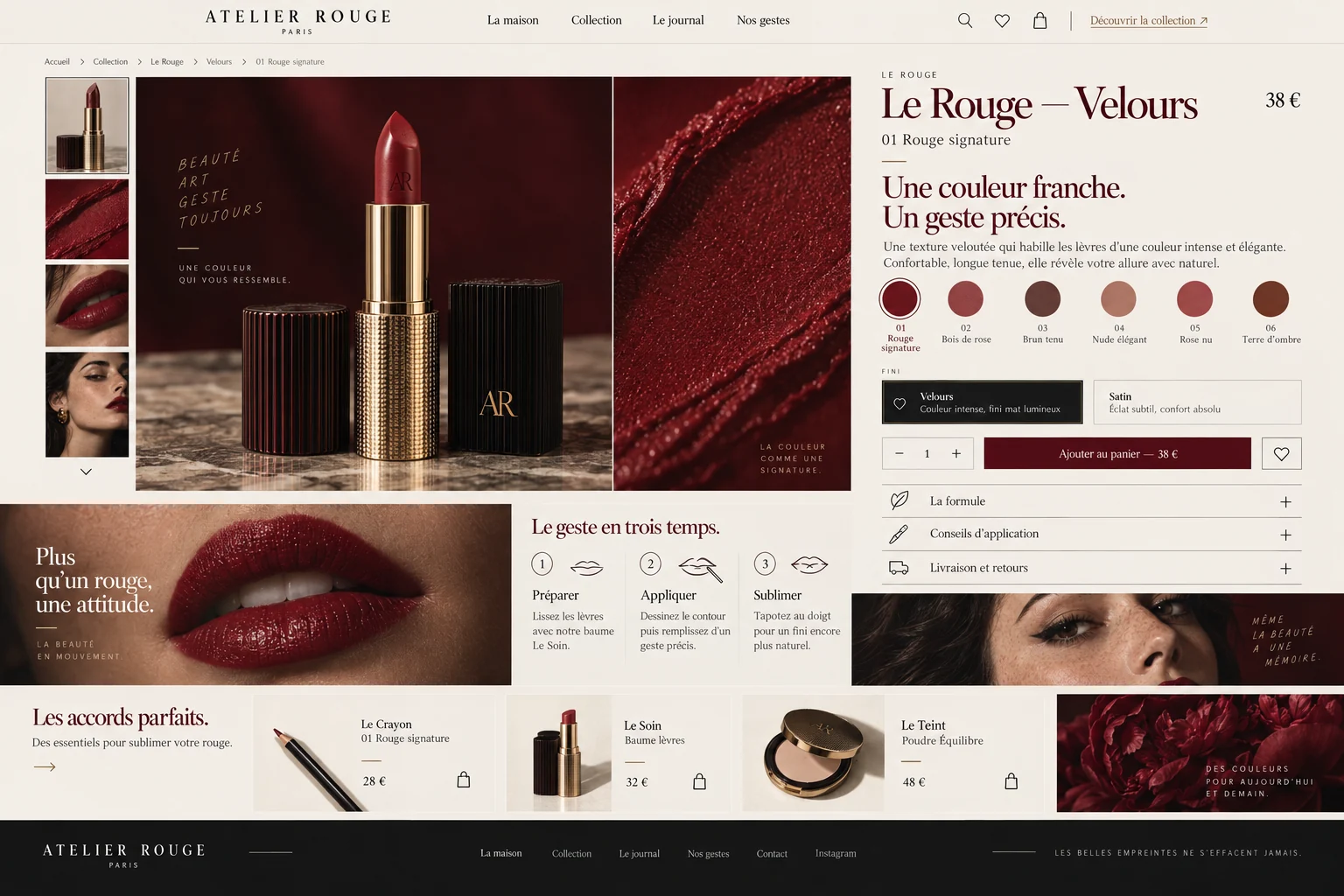 Atelier Rouge — Le Rouge: galería, variantes, acabado y compra.