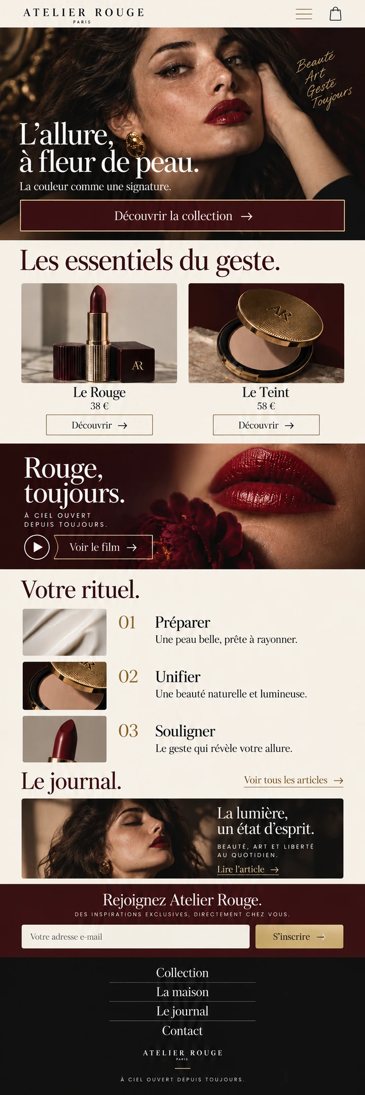 Atelier Rouge — Portada y contenido móvil