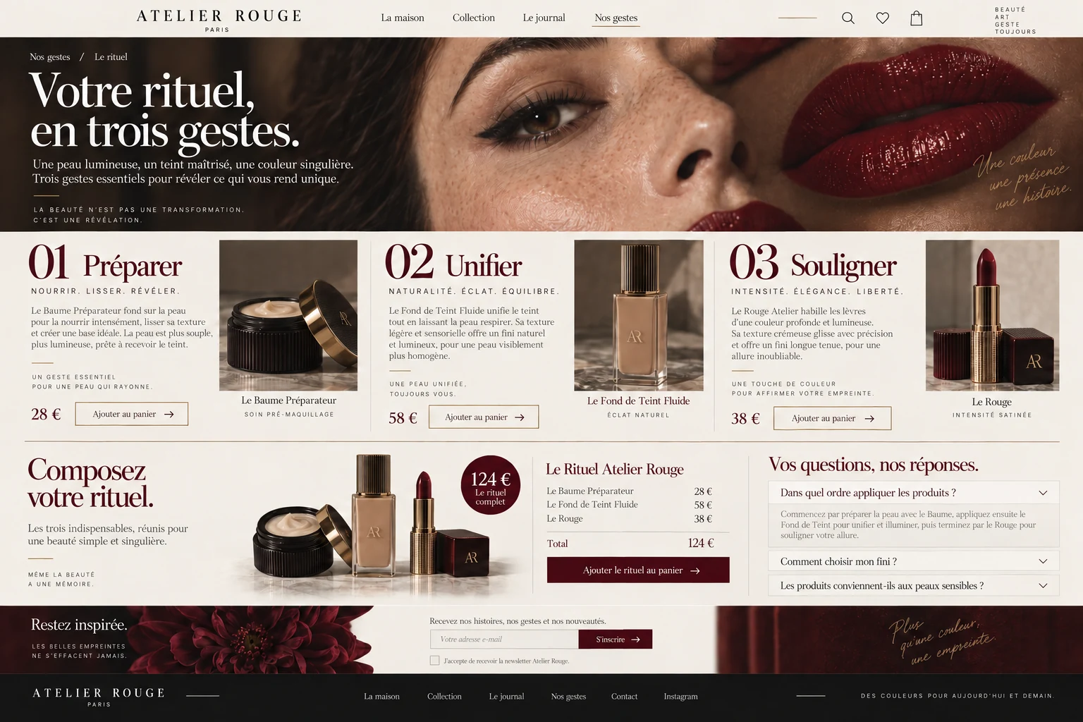 Atelier Rouge — Ritual: una secuencia de gestos conectada con los productos.