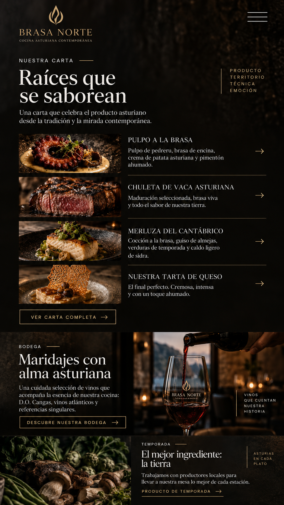 Brasa Norte — Concept project: 04 / La carta en una composición vertical