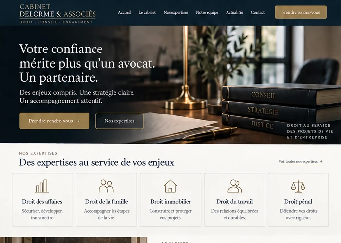 Cabinet Delorme & Associés — desktop composition