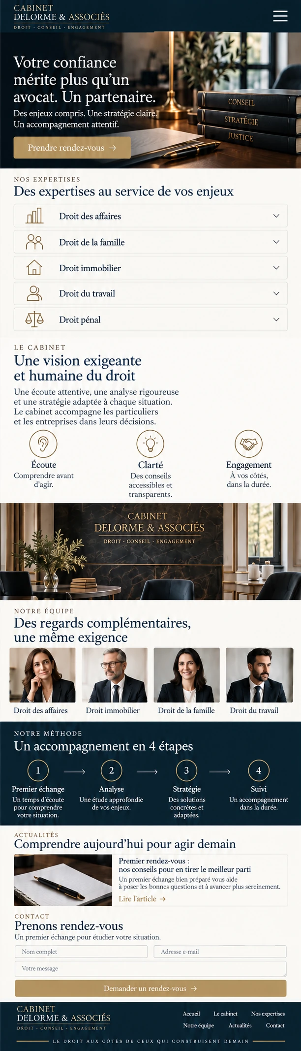 Cabinet Delorme & Associés — Mobile homepage and content