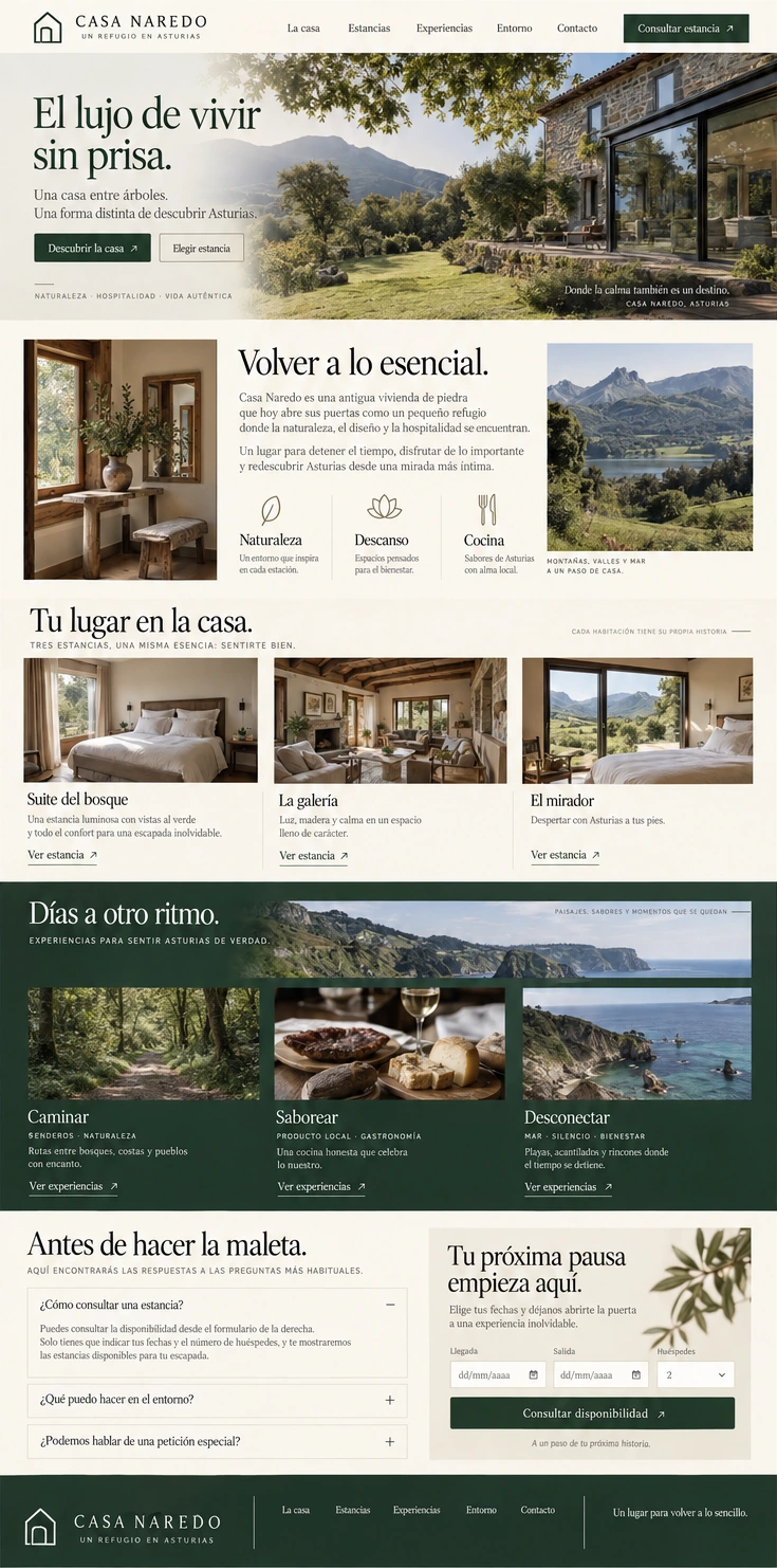 Casa Naredo — L’expérience complète : accueil, contenu et version mobile.