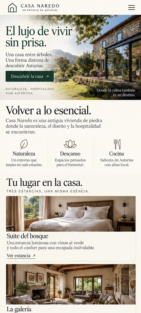 Casa Naredo — the same identity on mobile