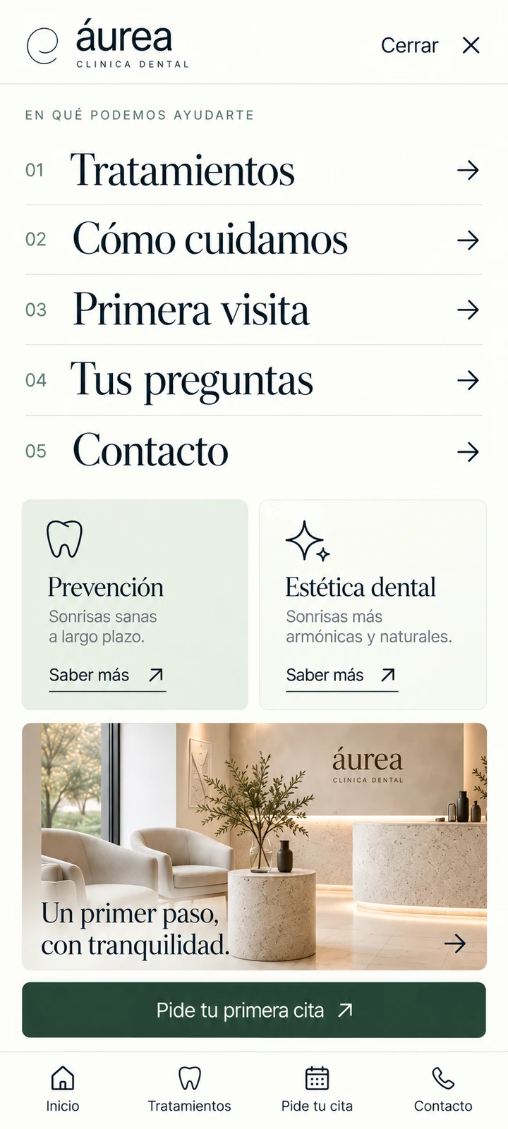 Clínica Áurea — Mobile navigation