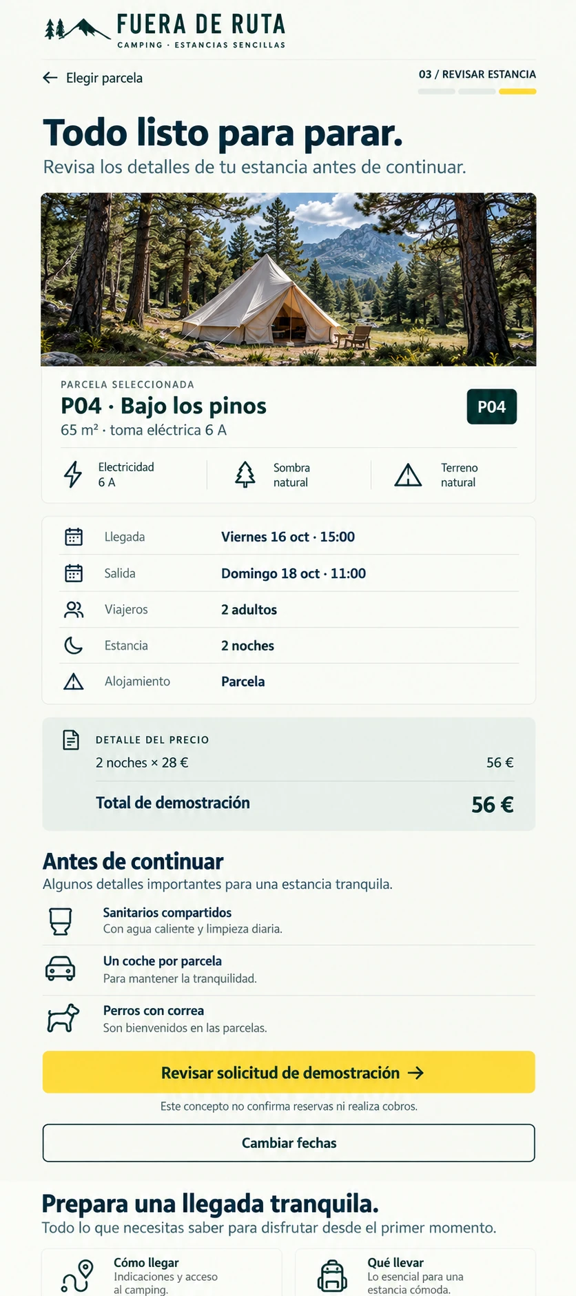 Fuera de Ruta — 06 — Resumen móvil de una estancia de demostración.