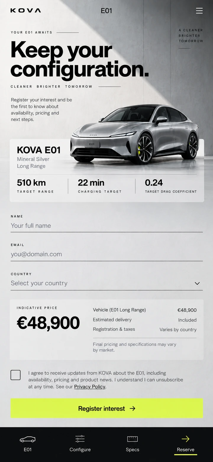 KOVA E01 — Resumen y siguiente paso