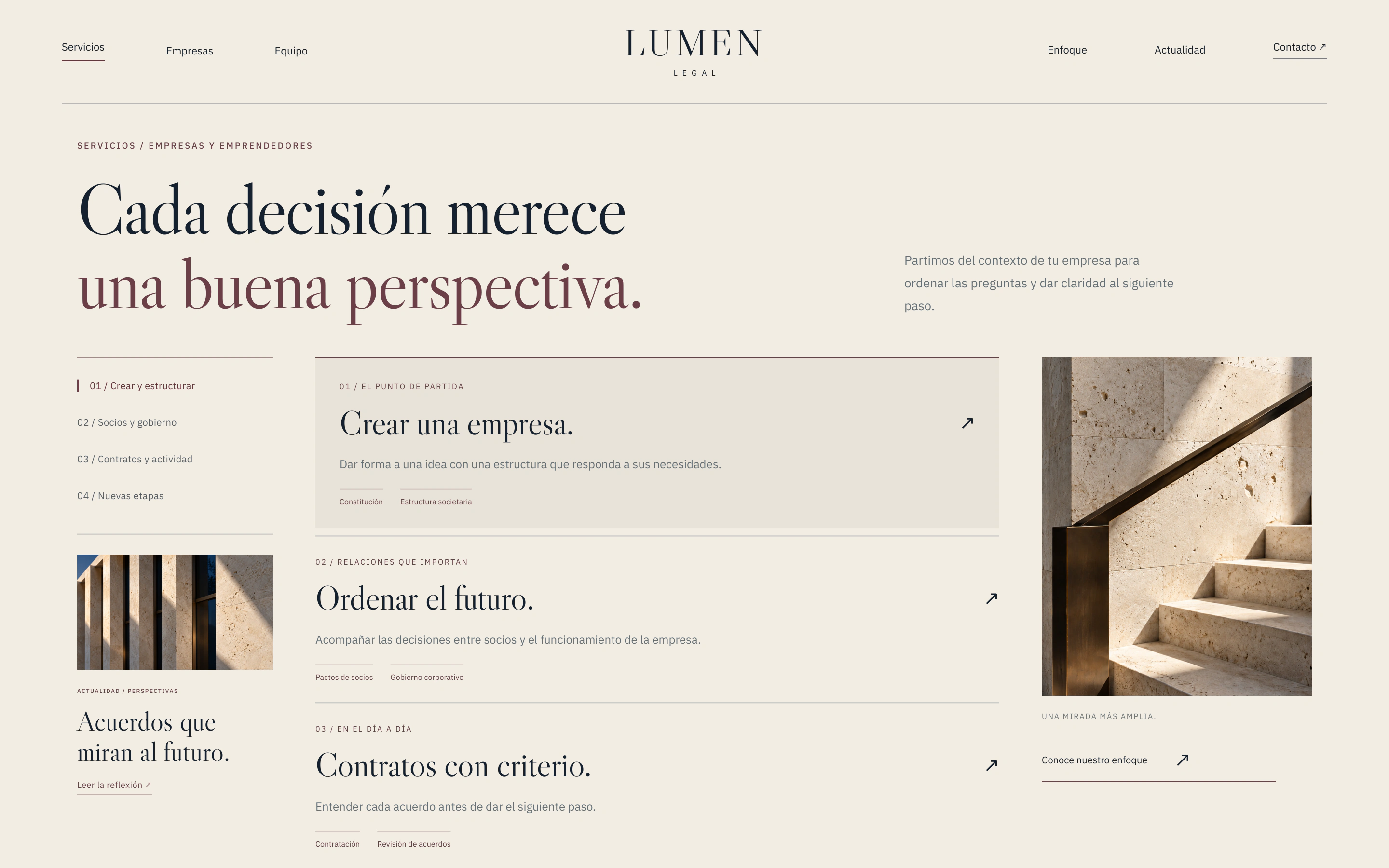 Lumen Legal — Concept project: 02 / Servicios y necesidades de una empresa