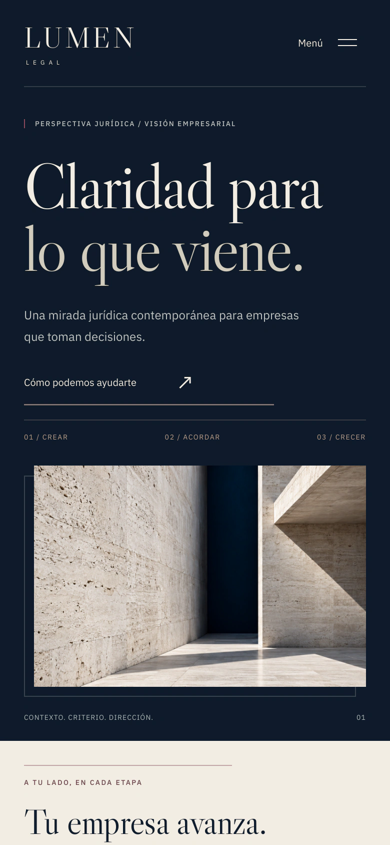Lumen Legal — Concept project: 03 / El inicio en móvil