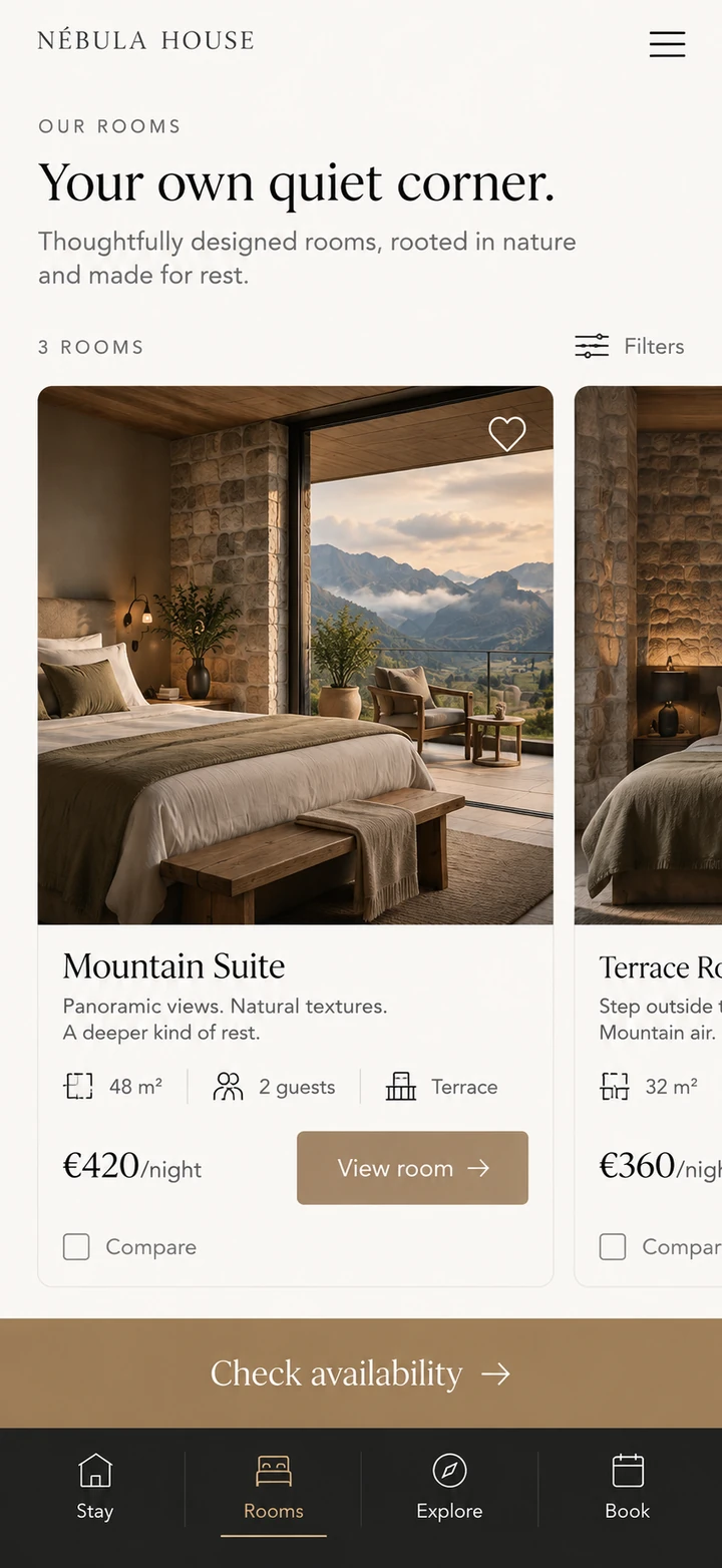 Nébula House — the same identity on mobile