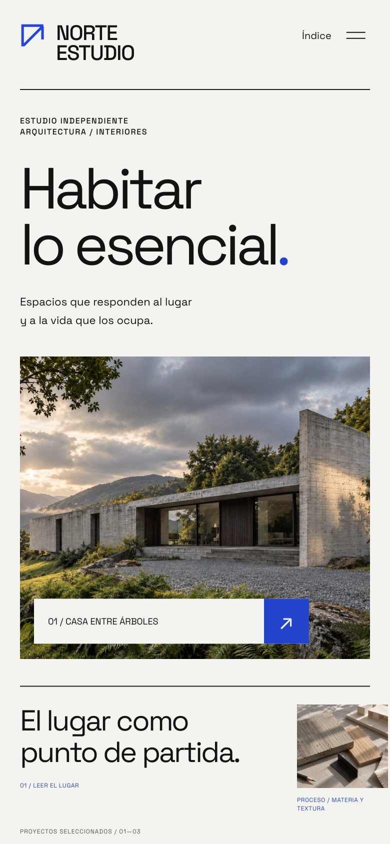Norte Estudio — Concept project: 03 / El inicio en móvil