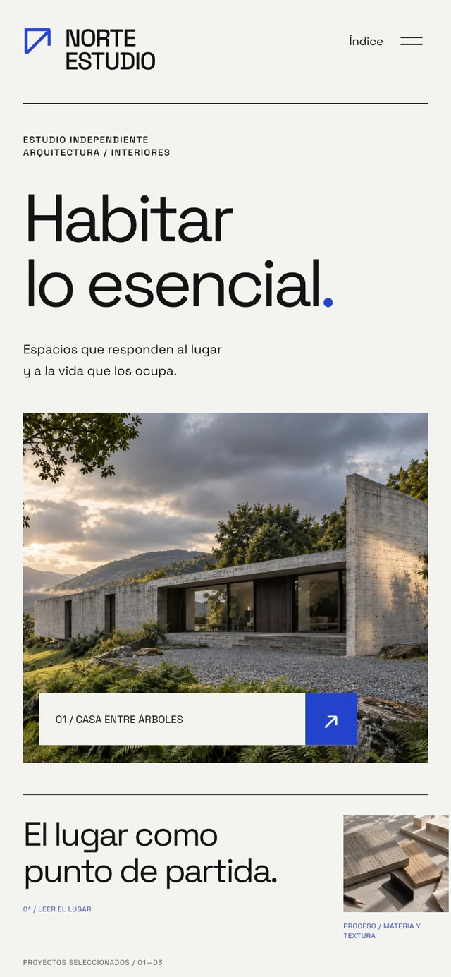 Norte Estudio — the same identity on mobile