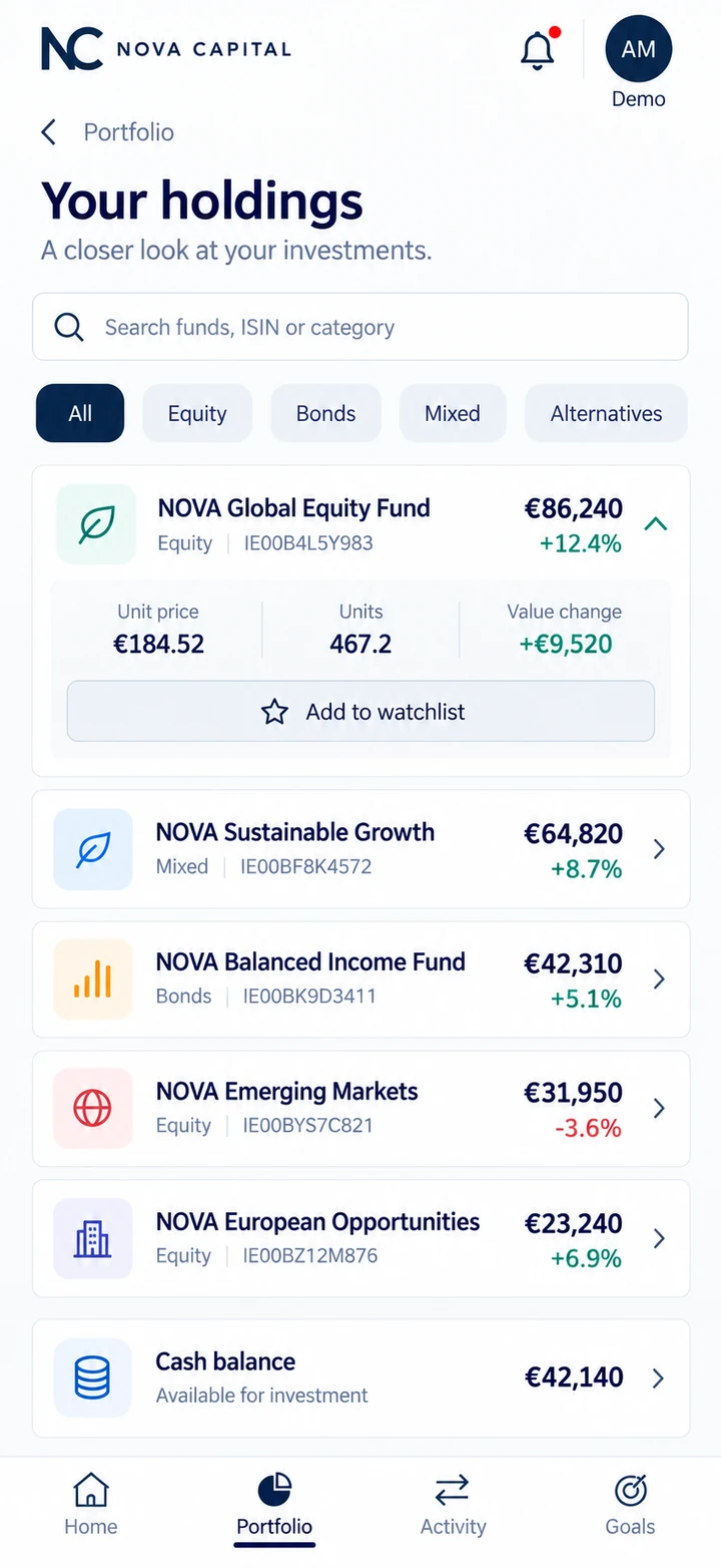 Nova Capital — Posiciones y detalle desplegable