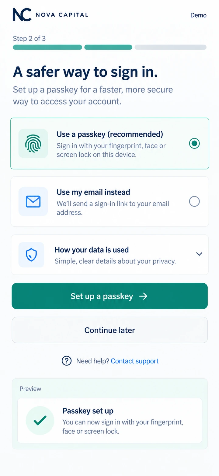 Nova Capital — Preparación del acceso