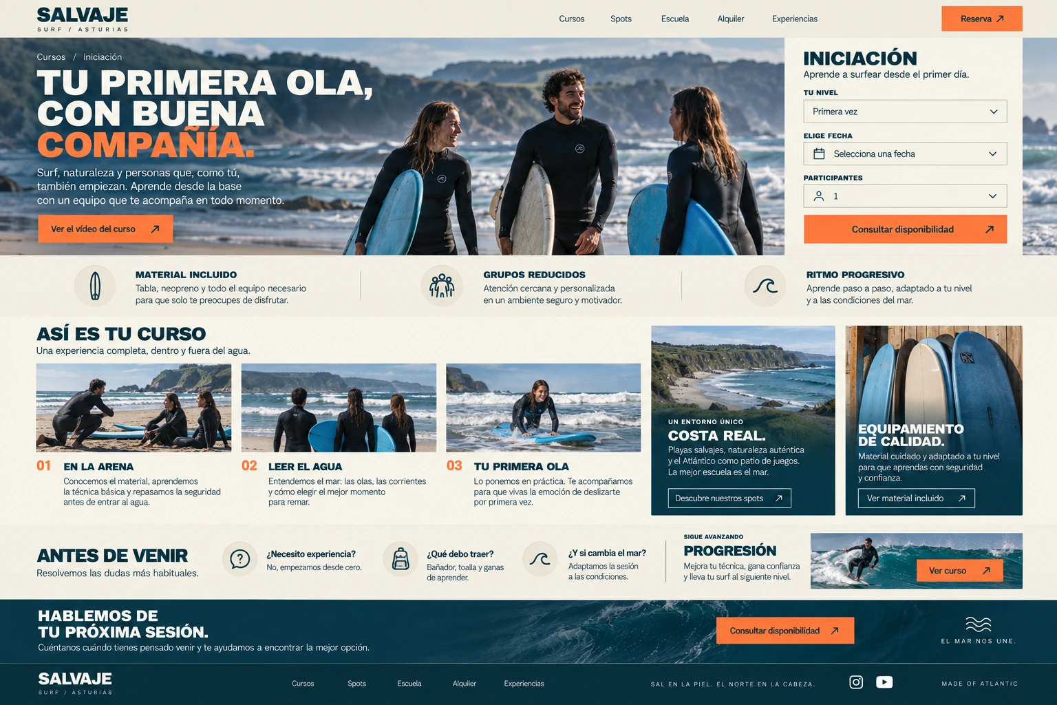 Salvaje Surf — Concept project: 02 / Level selection and course presentation