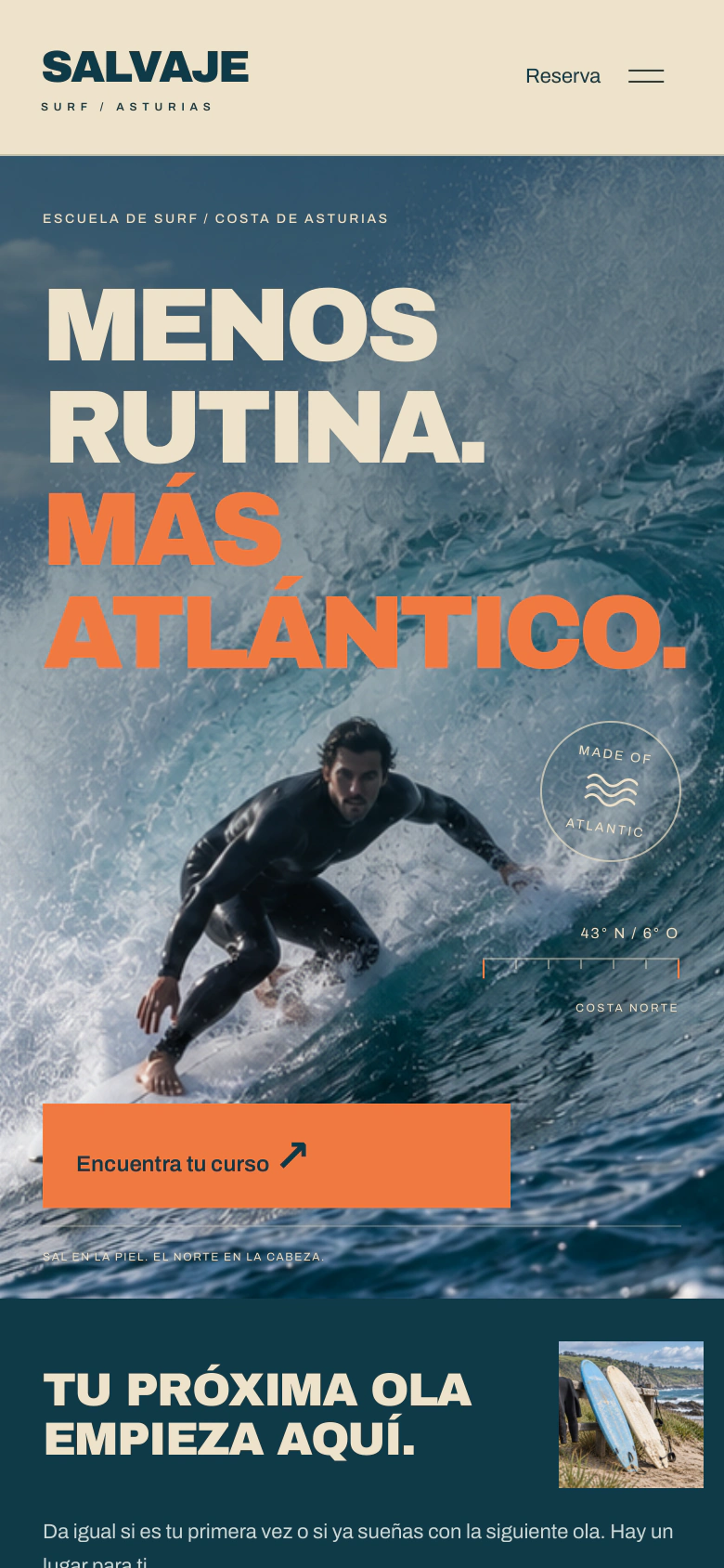 Salvaje Surf — Concept project: 03 / El inicio en móvil